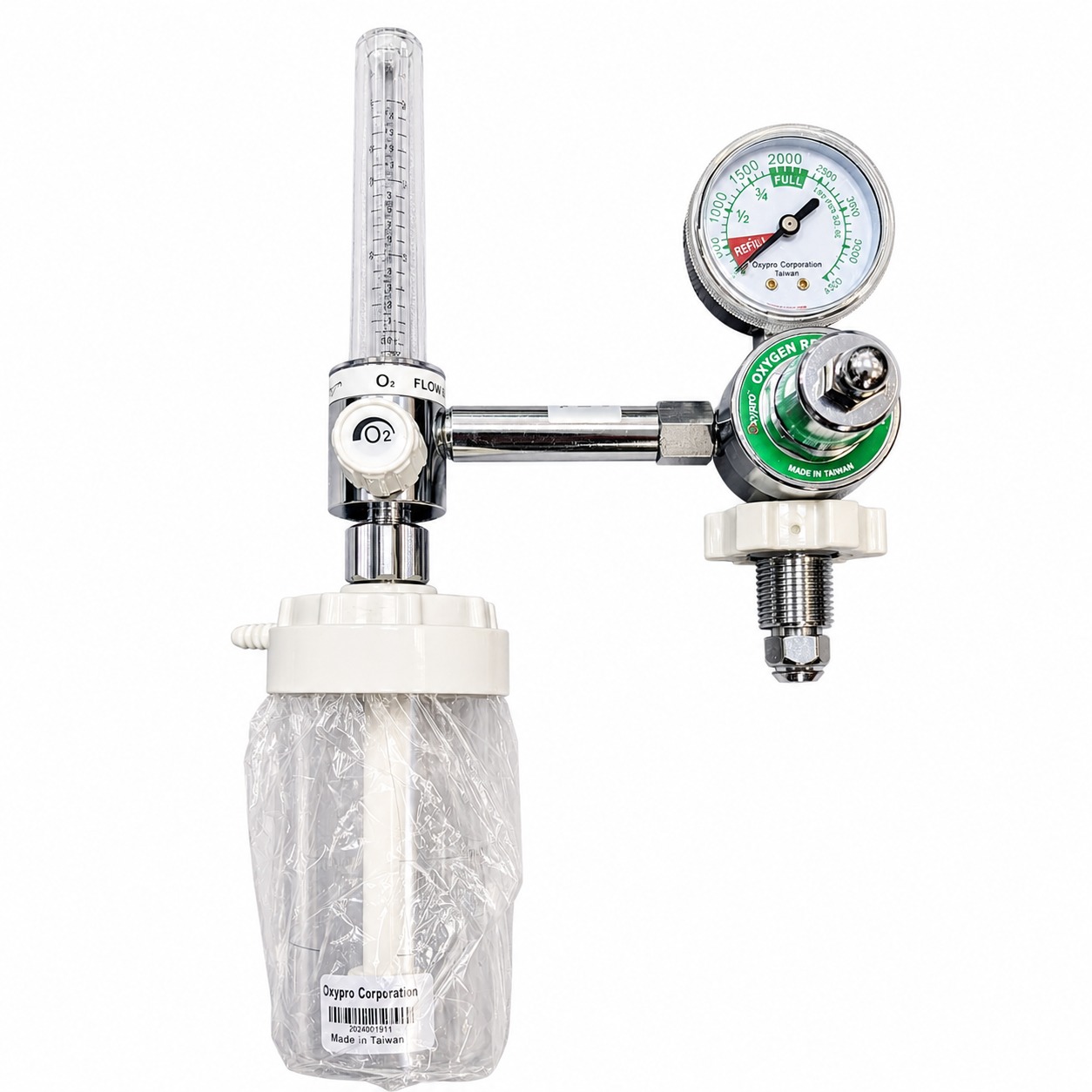 Medical Oxygen Cylinder Regulator With Flowmeter And Humidifier/Oxygen Flowmeter (Oxypro–Taiwan) Model: M908A-2